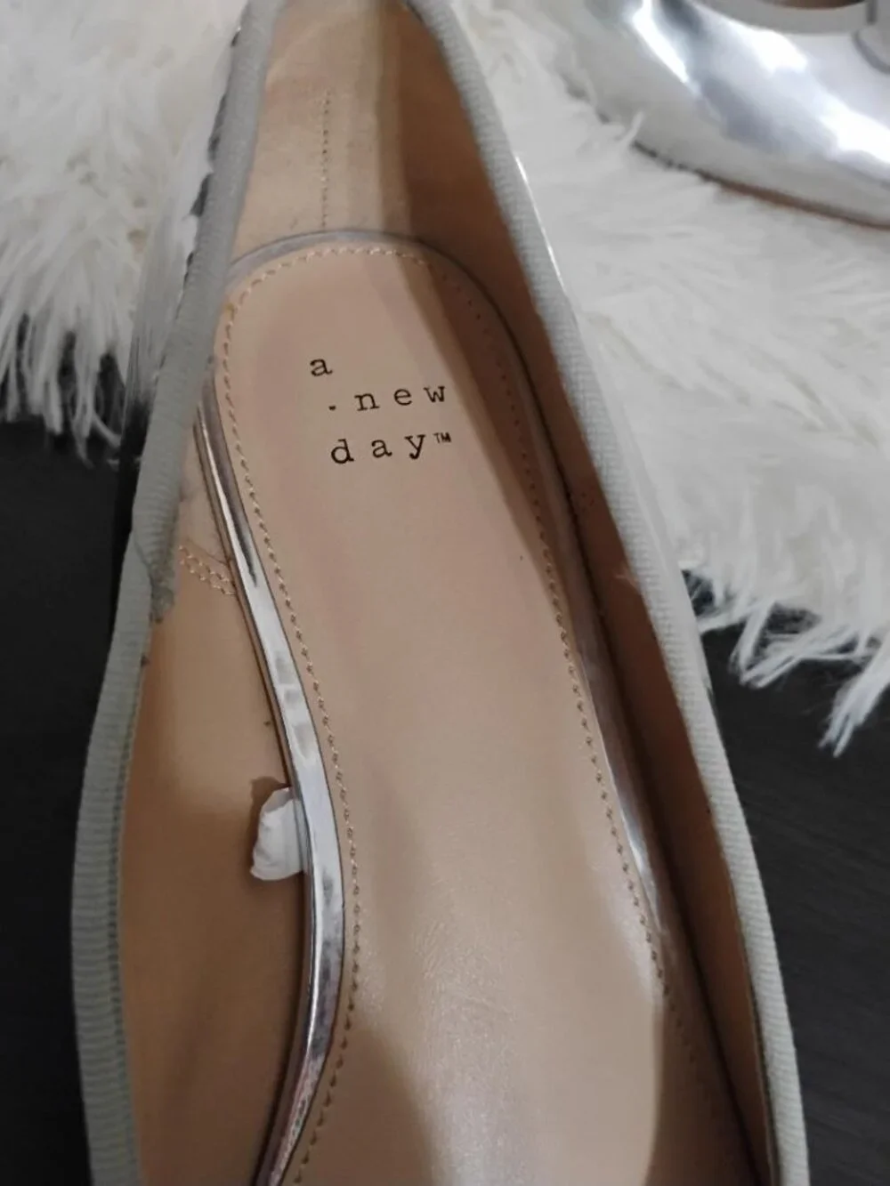 A New Day Women's Silver Ballet Flats Size 8.5